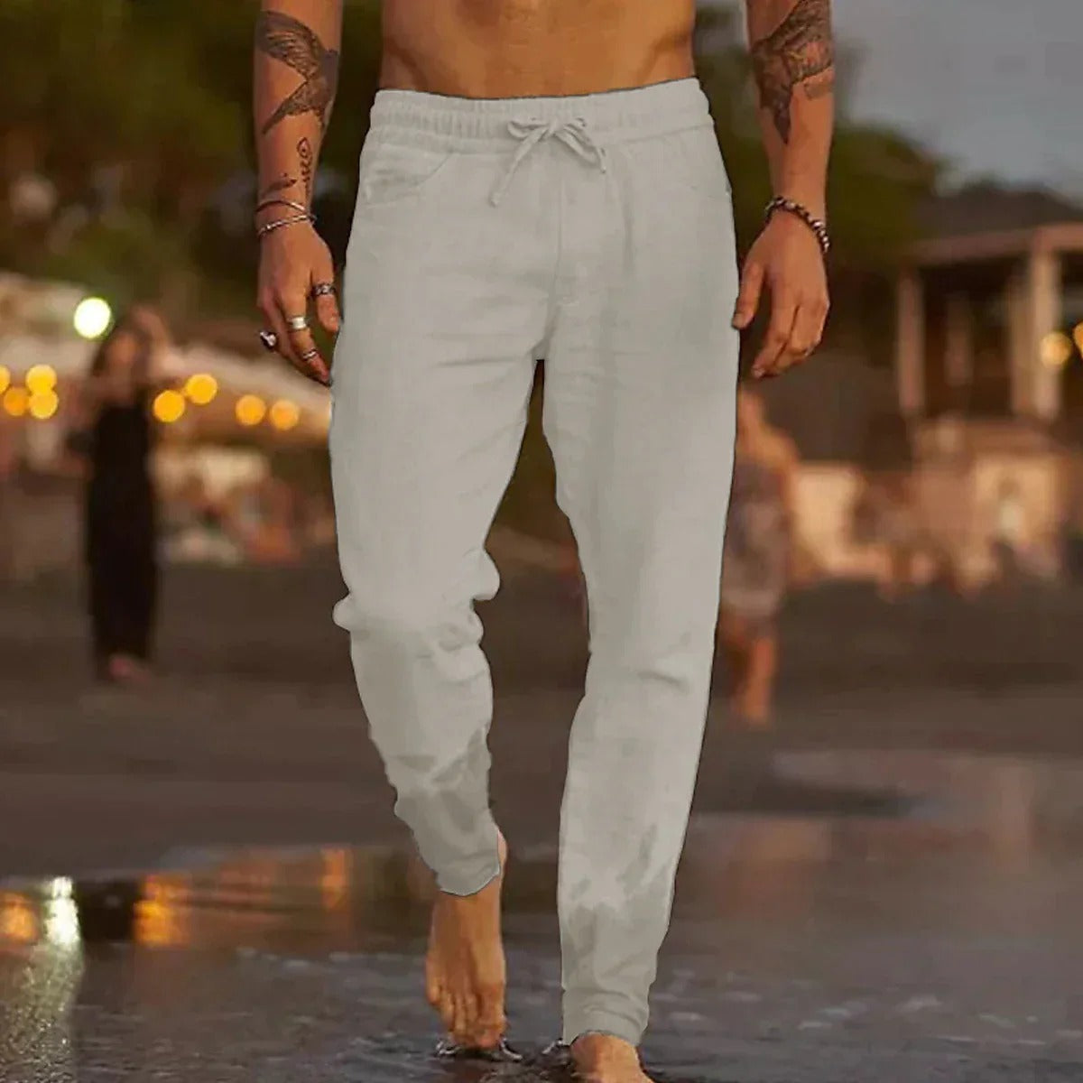 Wearclo | Men's Linen Drawstring Pants