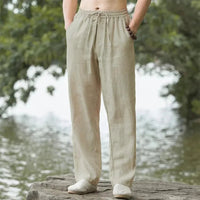 Wearclo | Men's Linen Blend Casual Straight-Leg Pants