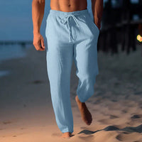 Wearclo | Linen Drawstring Pants, Relaxed Fit, Breathable