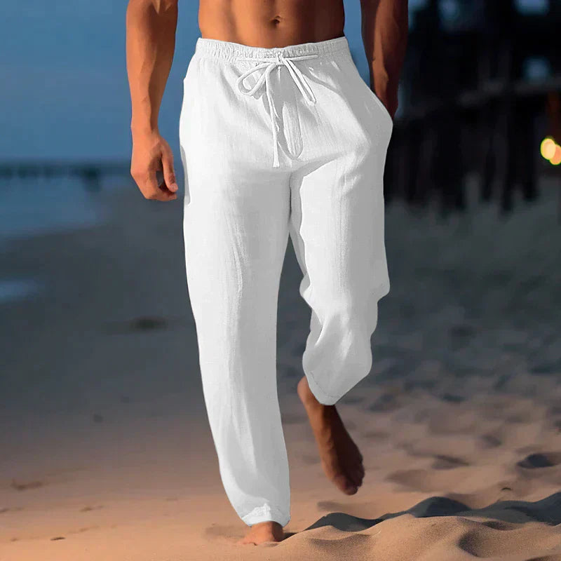 Wearclo | Men's Linen Lounge Pants with Drawstring Waist