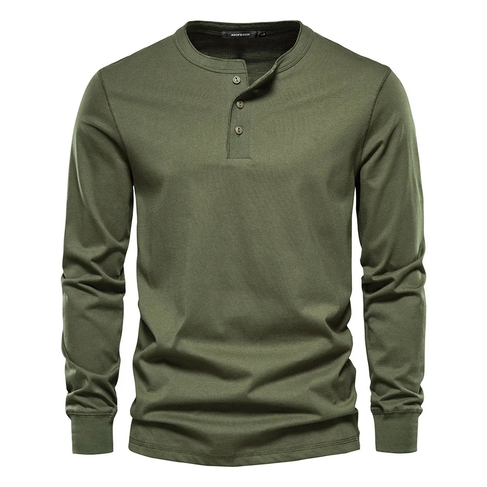 Wearclo | Men's Long Sleeve Henley T-Shirt