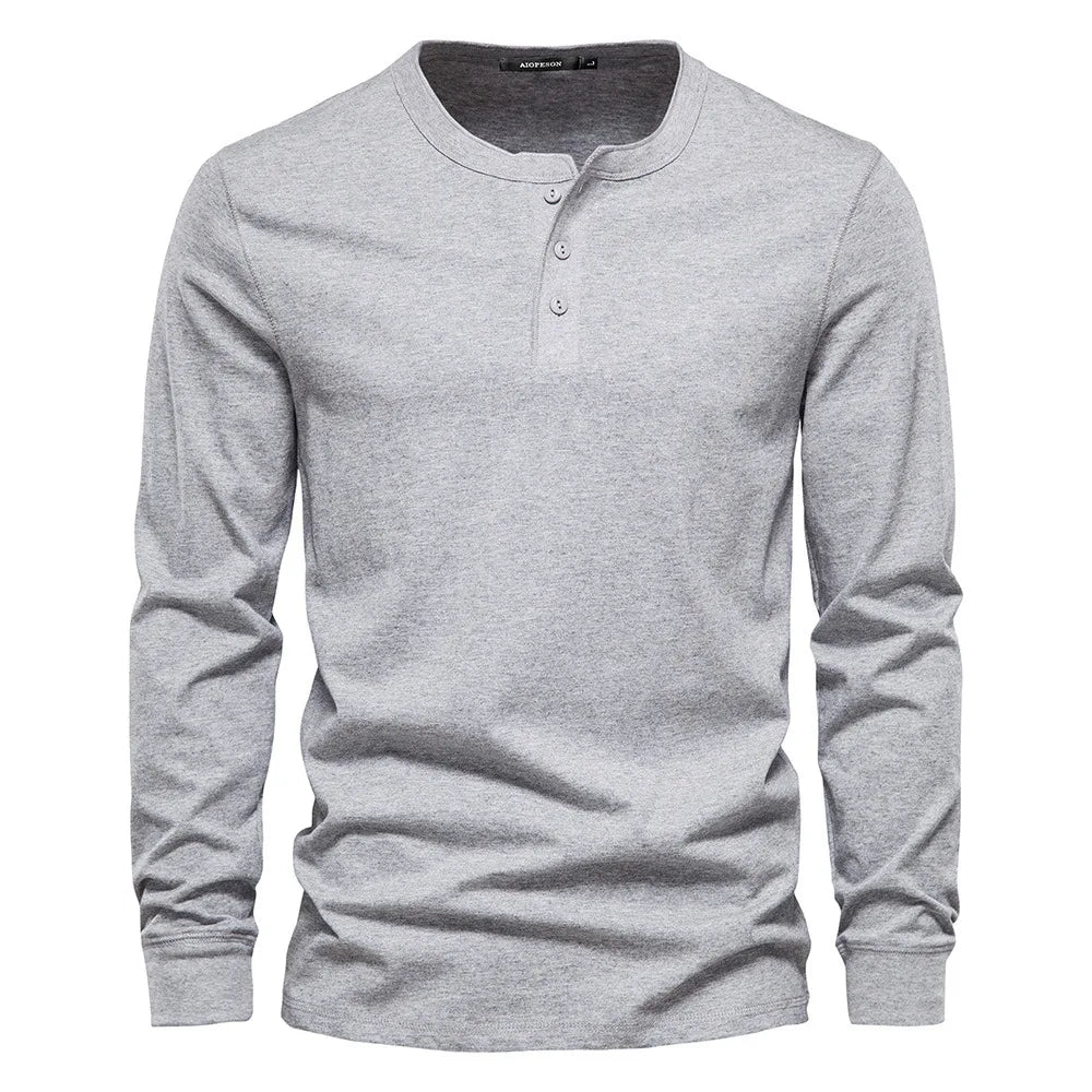 Wearclo | Men's Long Sleeve Henley T-Shirt
