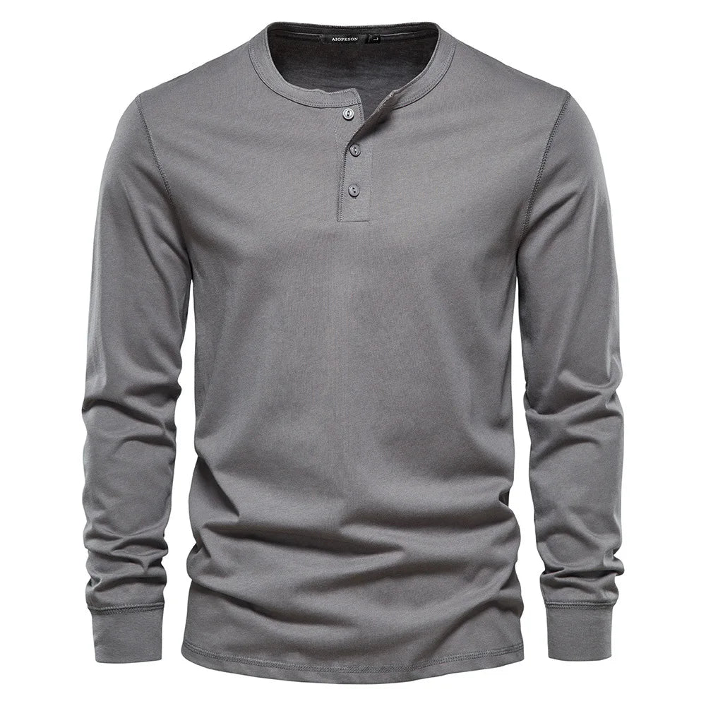 Wearclo | Men's Long Sleeve Henley T-Shirt