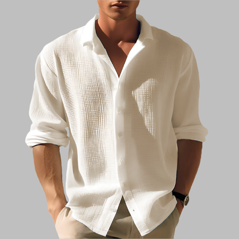 Wearclo | Men's Long Sleeve Textured Button-Up Shirt