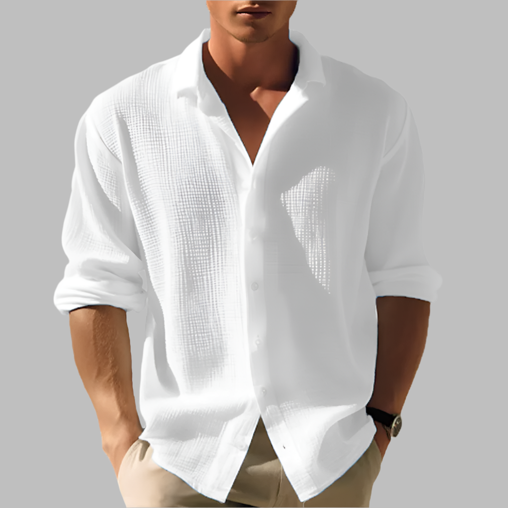 Wearclo | Men's Long Sleeve Textured Button-Up Shirt