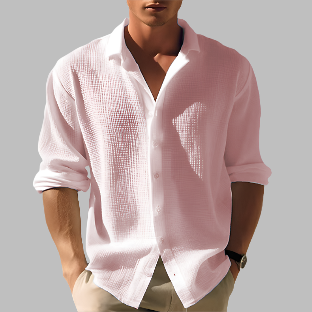 Wearclo | Men's Long Sleeve Textured Button-Up Shirt