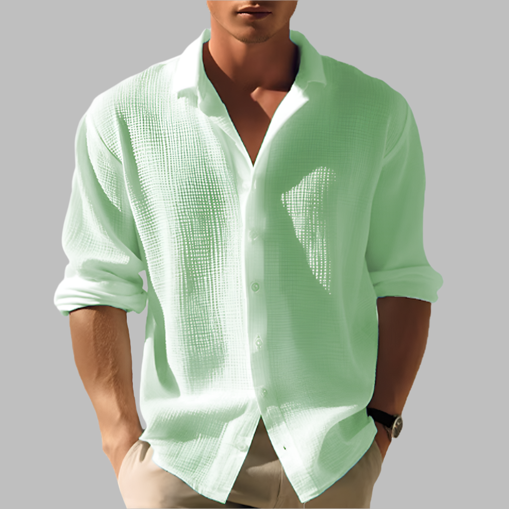Wearclo | Men's Long Sleeve Textured Button-Up Shirt