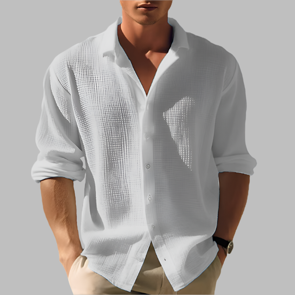 Wearclo | Men's Long Sleeve Textured Button-Up Shirt