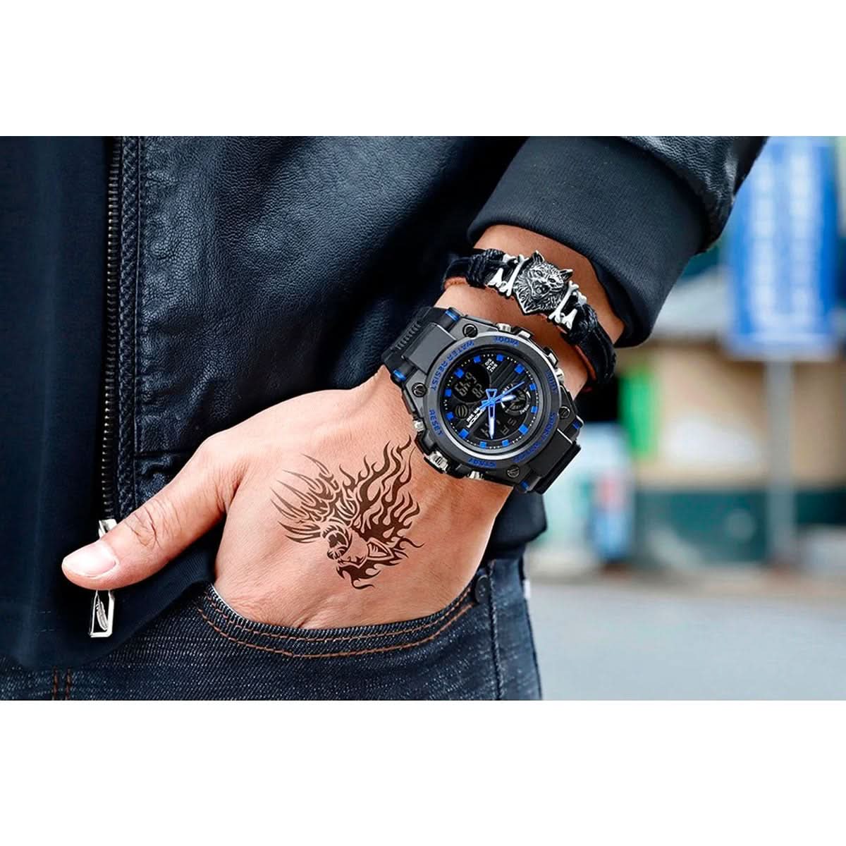 Wearclo | Men’s Military Watch with Analog Digital Display and Features