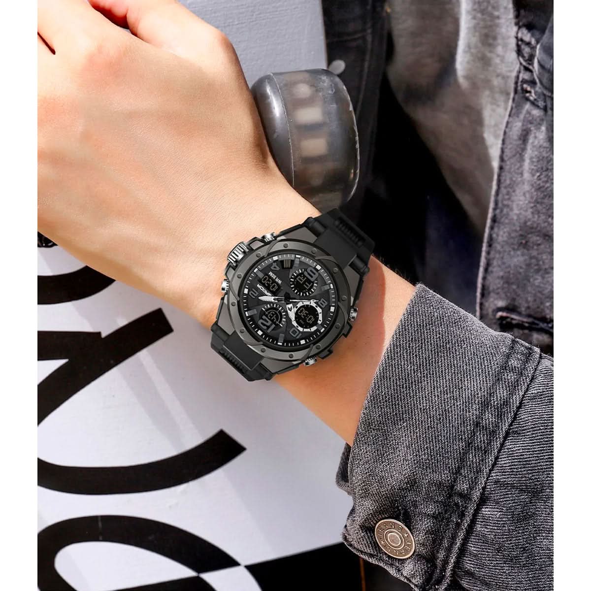 Wearclo | Men’s Military Watch with Analog Digital Display and Features
