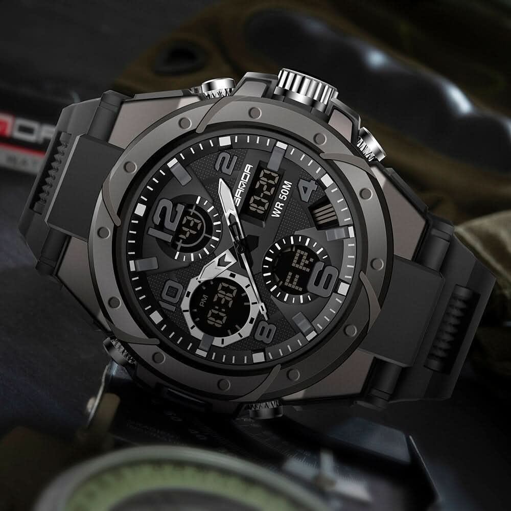 Wearclo | Men’s Military Watch with Analog Digital Display and Features