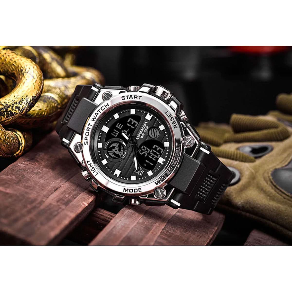 Wearclo | Men’s Military Watch with Analog Digital Display and Features