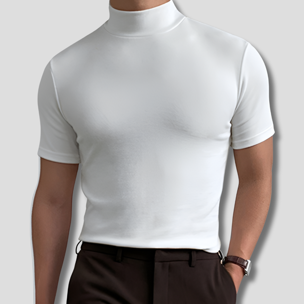 Wearclo | Men's Mock Neck T-Shirt - Short Sleeve Mock Neck Top