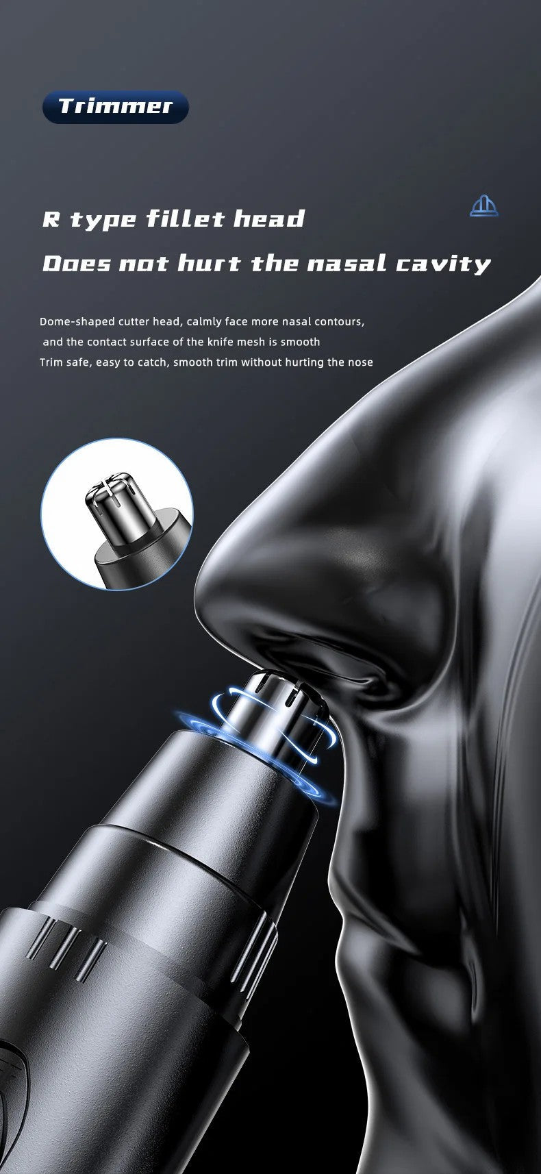 Wearclo | Men's Nose Ear Hair Trimmer with Rotating Blade