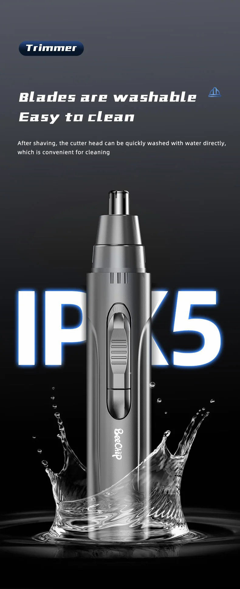 Wearclo | Men's Nose Ear Hair Trimmer with Rotating Blade