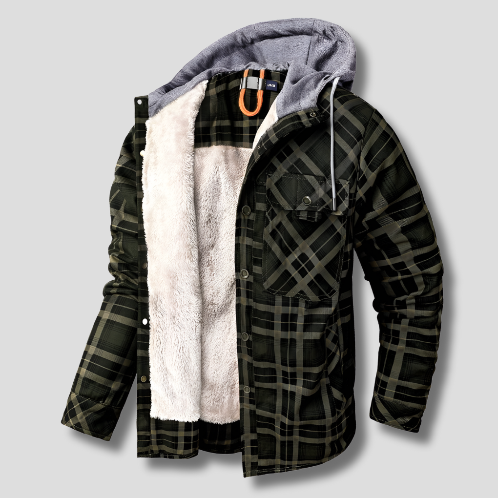 Wearclo | Men's Plaid Flannel Shirt Jacket with Hood
