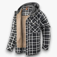 Wearclo | Men's Sherpa-Lined Plaid Hooded Jacket
