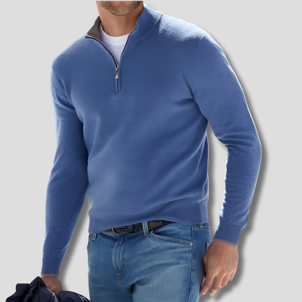 Wearclo | Men's Quarter-Zip Knit Sweater