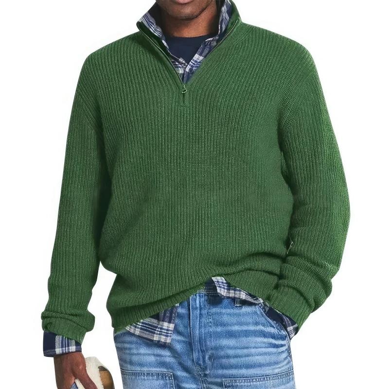 Wearclo | Men's Ribbed Quarter-Zip Pullover Sweater