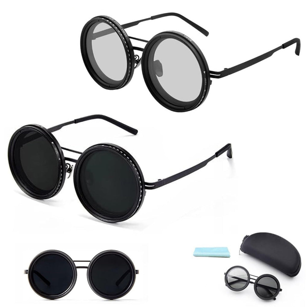 Wearclo | Men's Round Sunglasses with Adjustable Tint