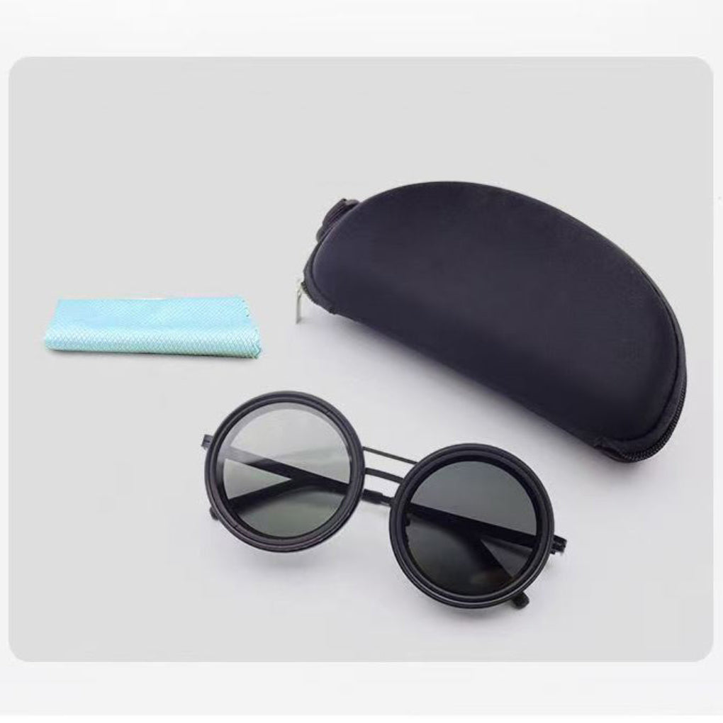 Wearclo | Men's Round Sunglasses with Adjustable Tint