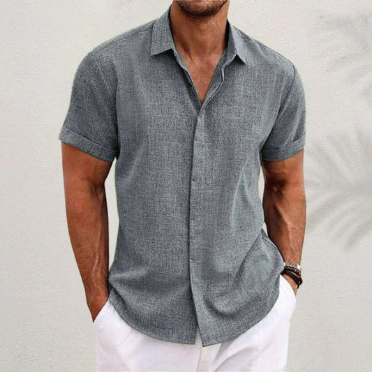 Wearclo | Men's Short Sleeve Linen Blend Shirt