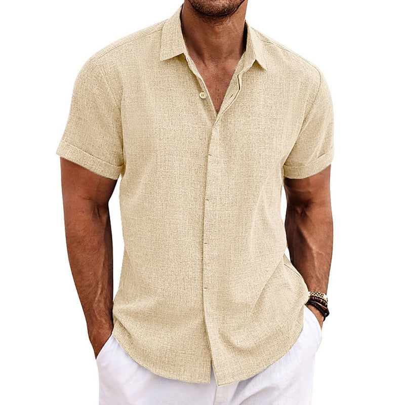Wearclo | Men's Short Sleeve Linen Blend Shirt