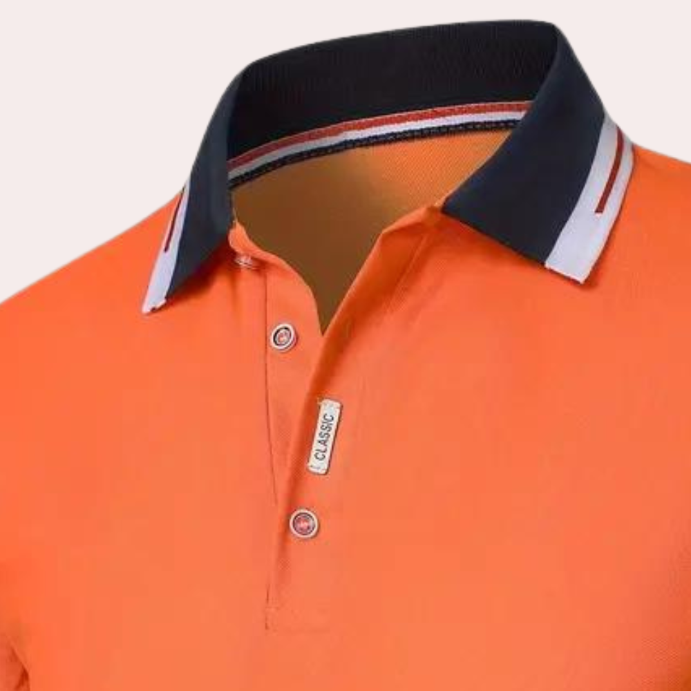 Wearclo | Men's Short Sleeve Polo Shirt with Striped Collar