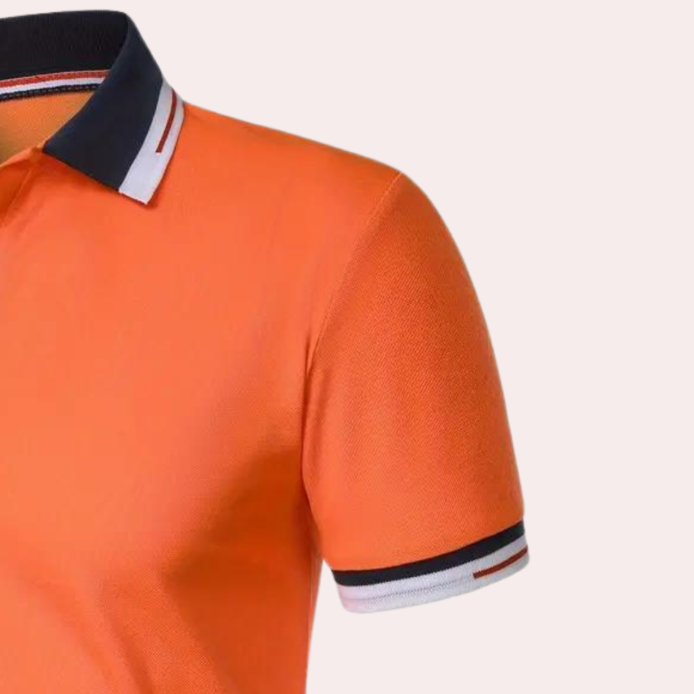 Wearclo | Men's Short Sleeve Polo Shirt with Striped Collar
