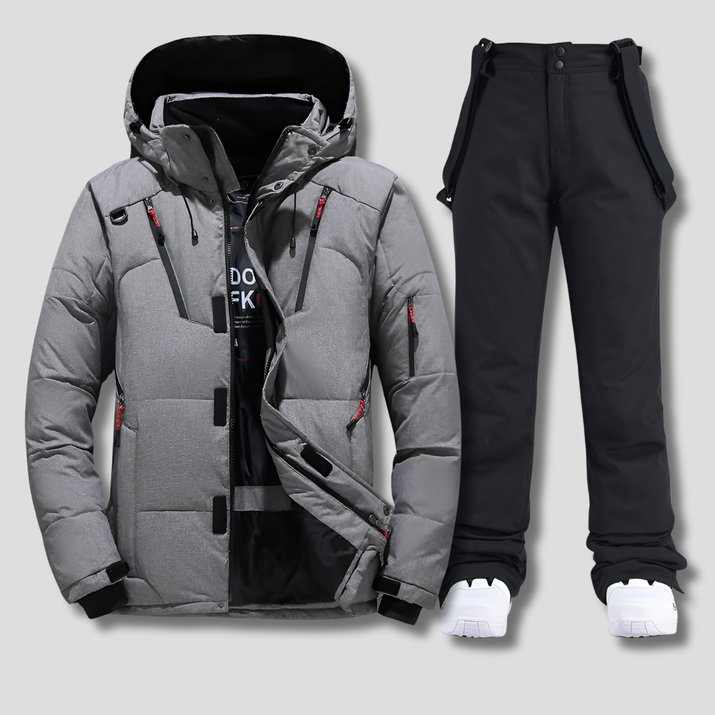 Wearclo | Men's Ski Suit with Hooded Jacket and Suspenders