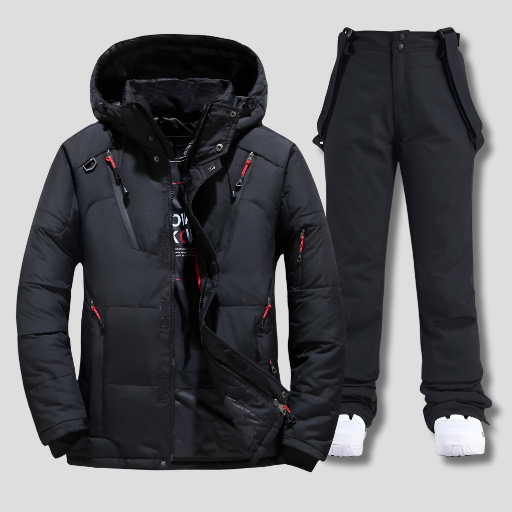 Wearclo | Men's Ski Suit with Hooded Jacket and Suspenders