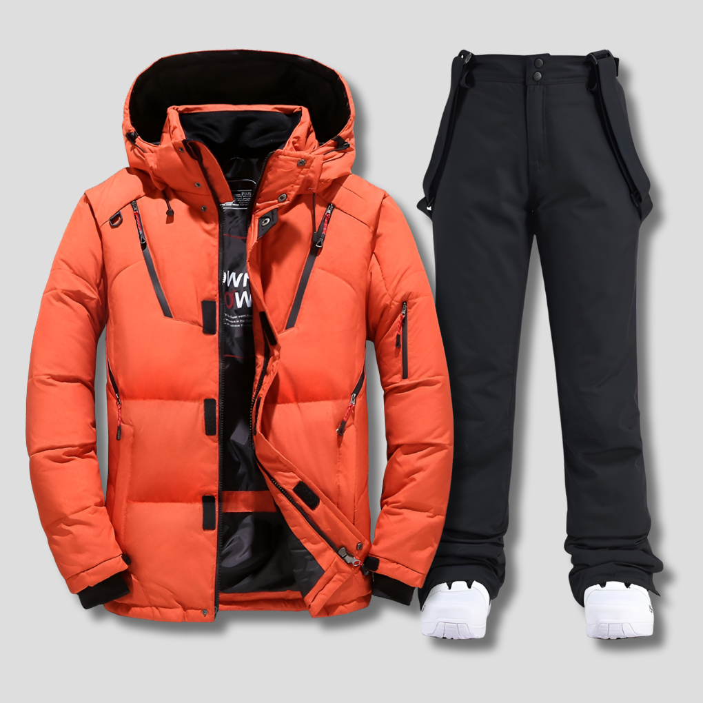 Wearclo | Men's Ski Suit with Hooded Jacket and Suspenders