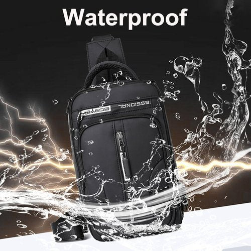 Wearclo | Men's Sling Bag Waterproof Anti-Theft USB Charging