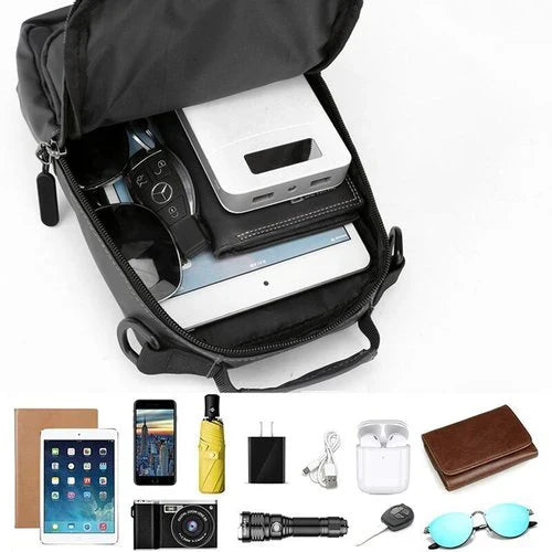 Wearclo | Men's Sling Bag Waterproof Anti-Theft USB Charging