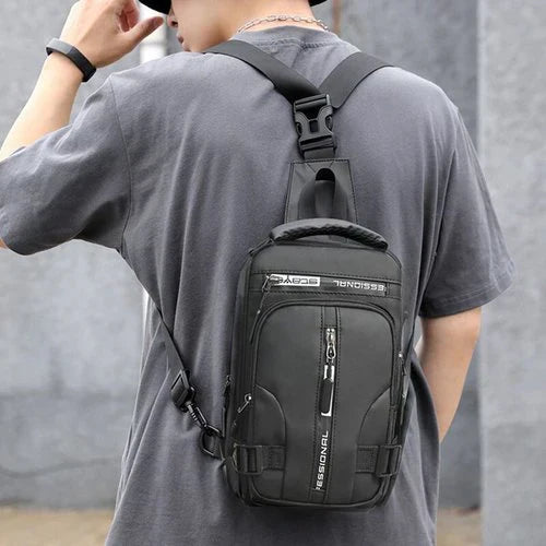 Wearclo | Men's Sling Bag Waterproof Anti-Theft USB Charging