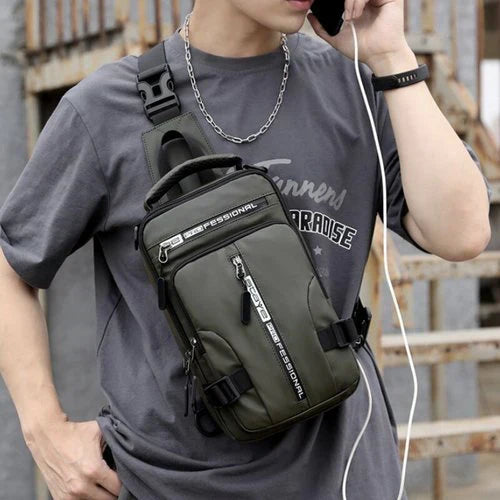Wearclo | Men's Sling Bag Waterproof Anti-Theft USB Charging