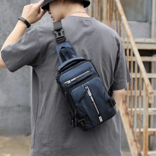 Wearclo | Men's Sling Bag Waterproof Anti-Theft USB Charging