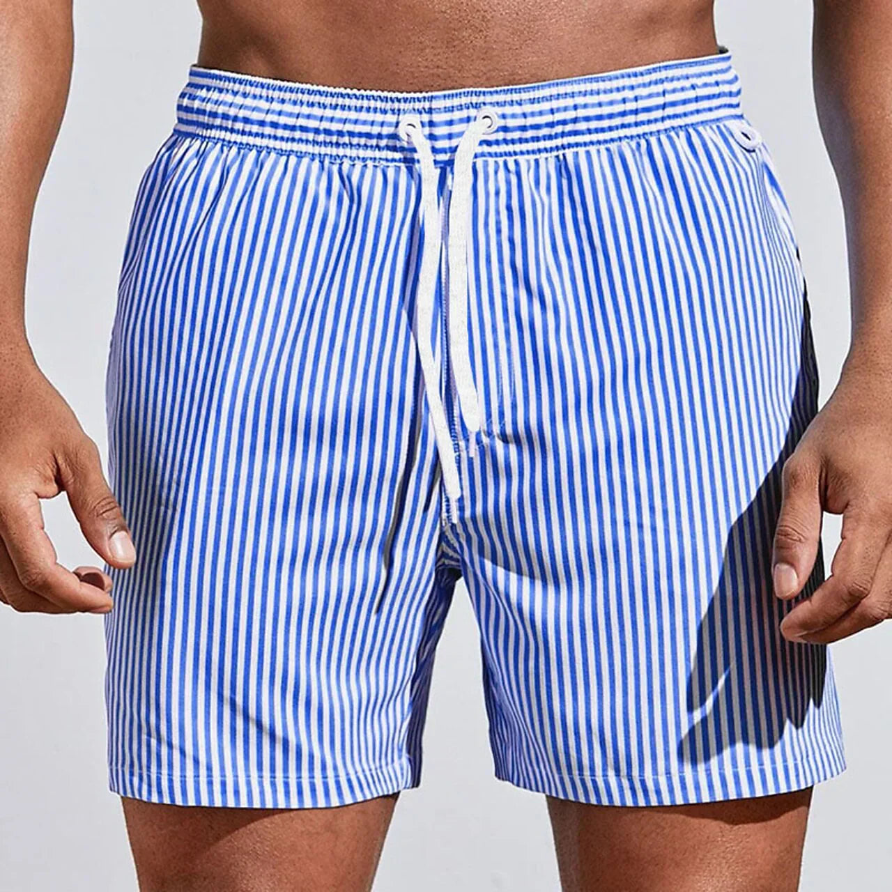 Wearclo | Men's Striped Board Shorts with Drawstring