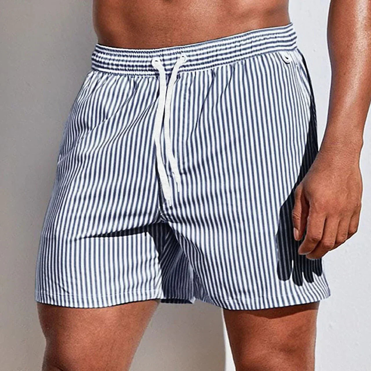 Wearclo | Men's Striped Board Shorts with Drawstring
