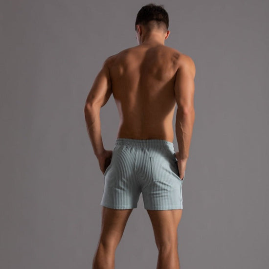 Wearclo | Men's Striped Fitness Shorts with Drawstring