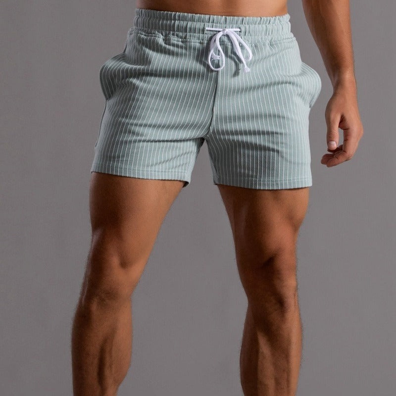 Wearclo | Men's Striped Fitness Shorts with Drawstring