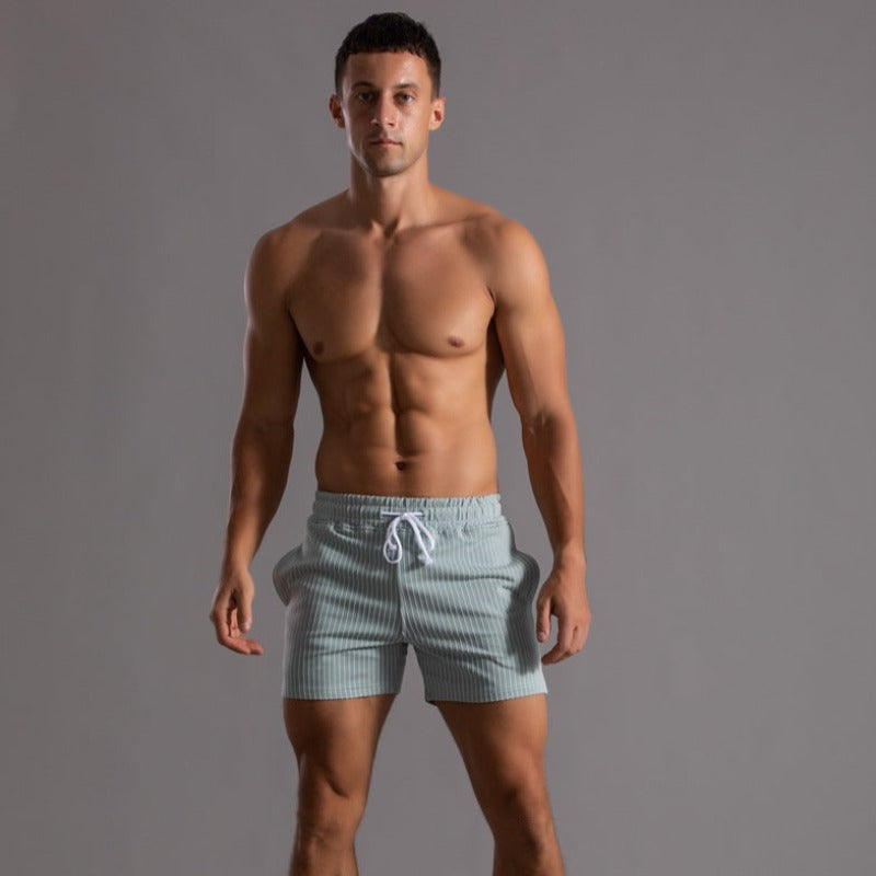 Wearclo | Men's Striped Fitness Shorts with Drawstring