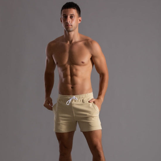 Wearclo | Men's Striped Fitness Shorts with Drawstring