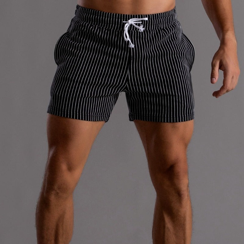 Wearclo | Men's Striped Fitness Shorts with Drawstring