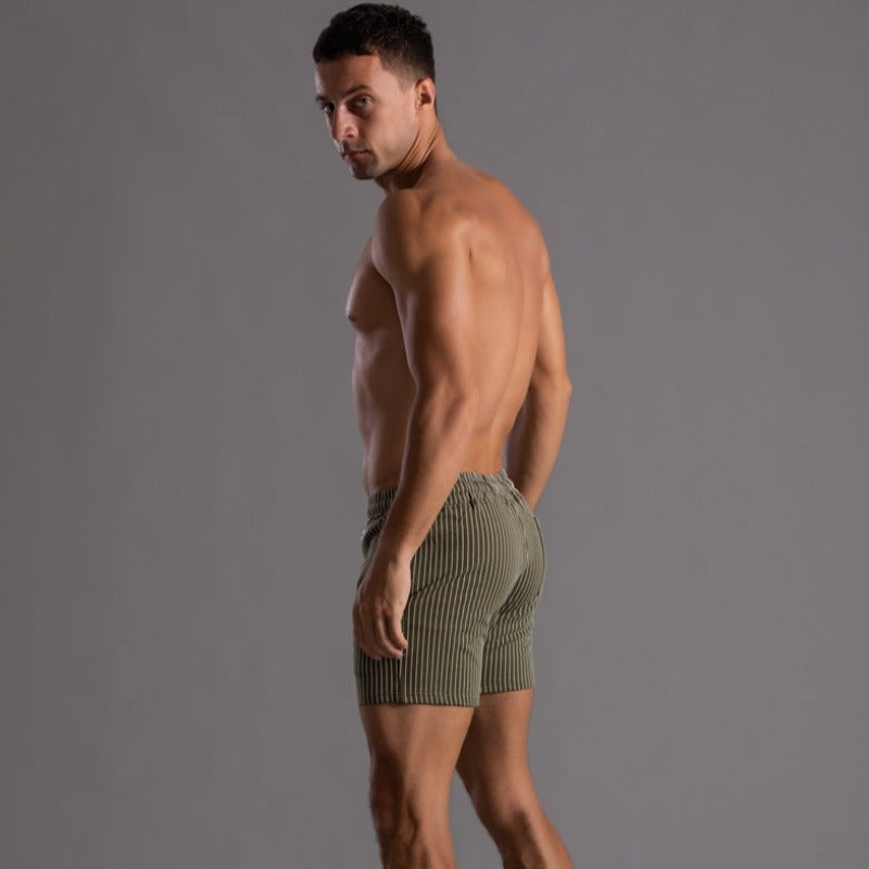 Wearclo | Men's Striped Fitness Shorts with Drawstring