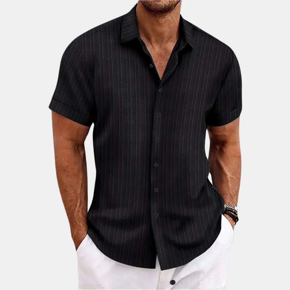 Wearclo | Men's Striped Short Sleeve Button Up Shirt