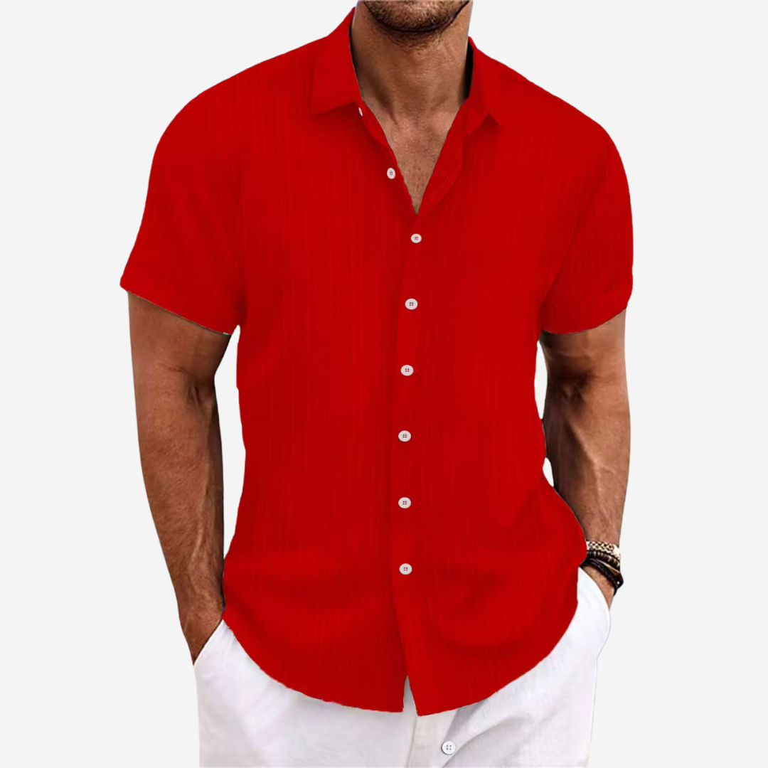 Wearclo | Men's Striped Short Sleeve Button Up Shirt