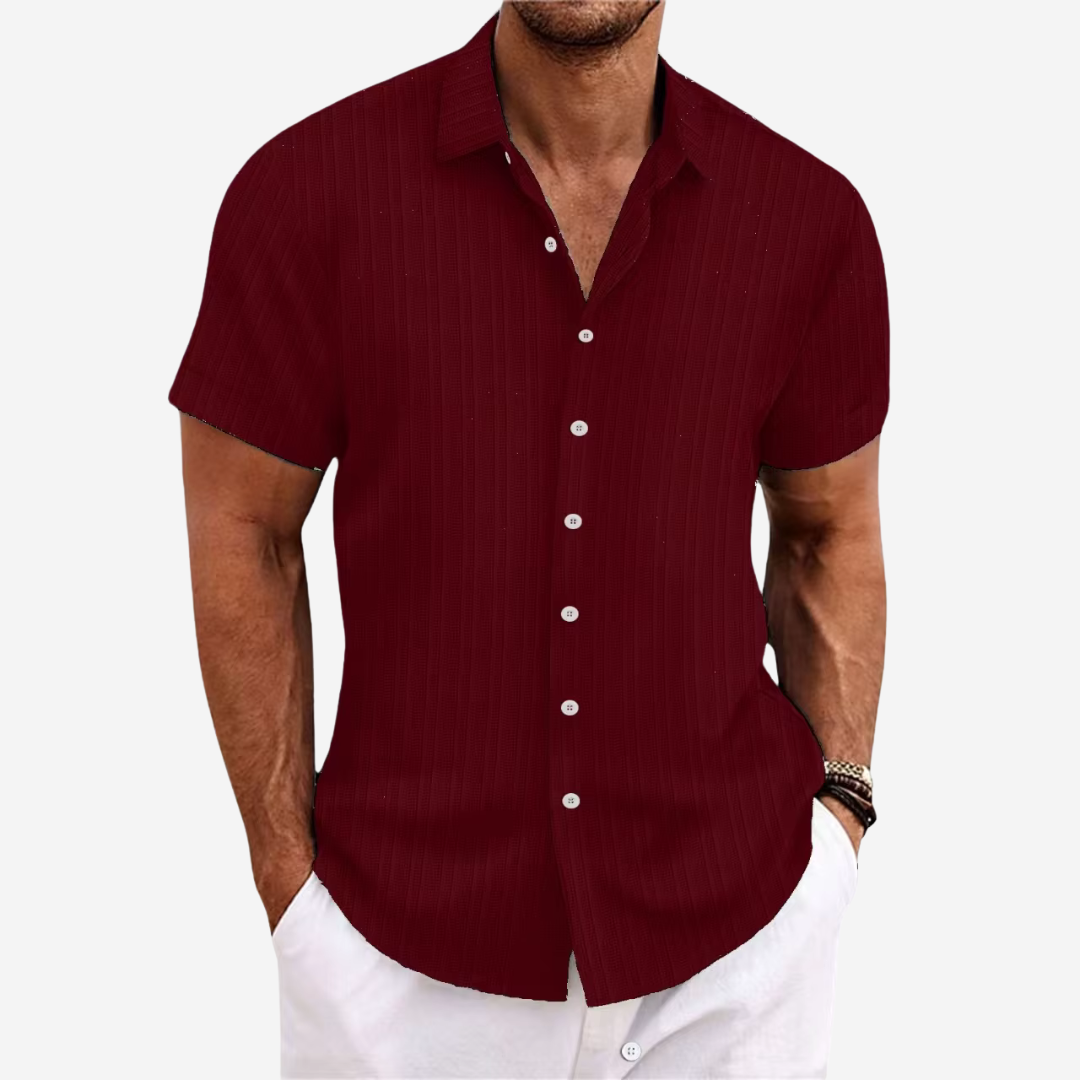Wearclo | Men's Striped Short Sleeve Button Up Shirt