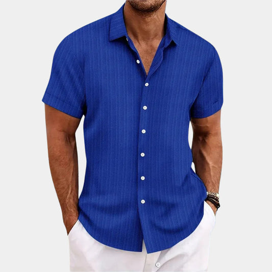 Wearclo | Men's Striped Short Sleeve Button Up Shirt