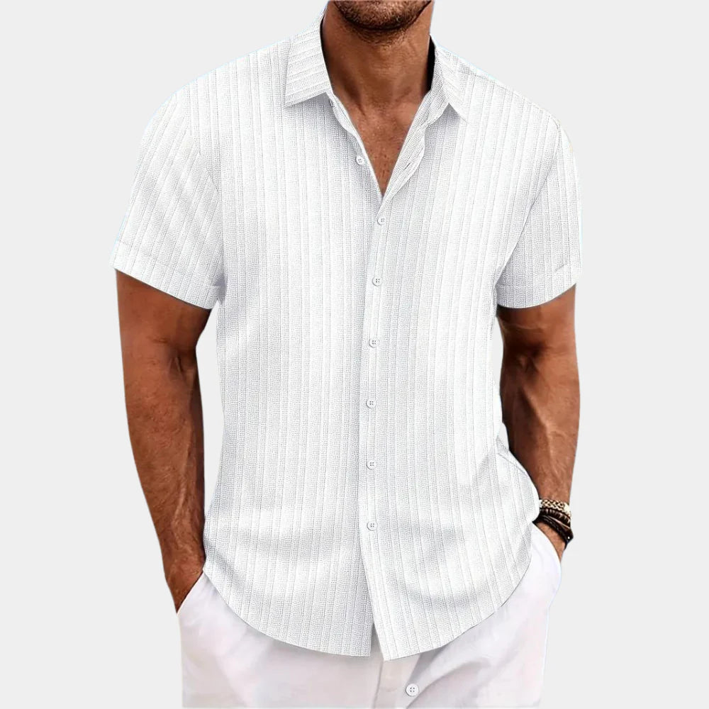 Wearclo | Men's Striped Short Sleeve Button Up Shirt